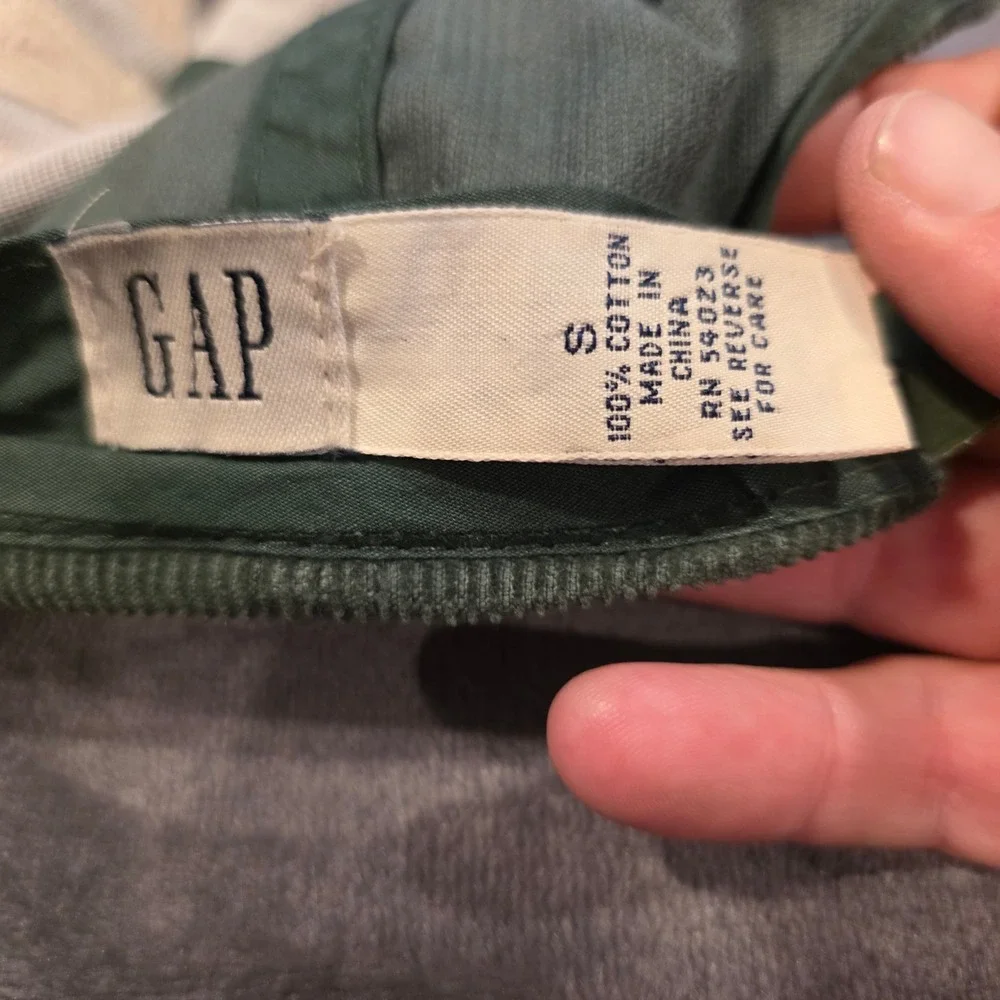 Gap Vintage Corduroy Baseball Cap Green Embroidered Logo Small